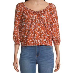 New! a.n.a A New Approach Peasant Top‎ Floral XXL 3/4th Sleeves 100% Cotton $44
